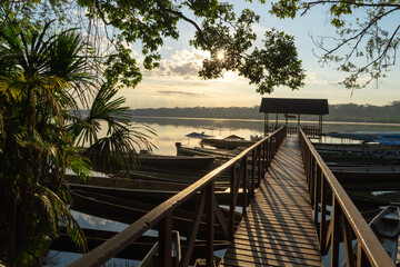 The beautiful lagoon of Limoncocha, biological reserve.