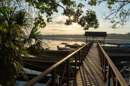 The beautiful lagoon of Limoncocha, biological reserve.