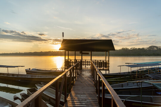 The beautiful lagoon of Limoncocha, biological reserve.