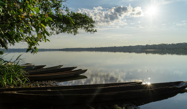 The beautiful lagoon of Limoncocha, biological reserve.