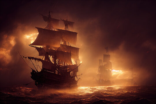 Fighting pirates ships