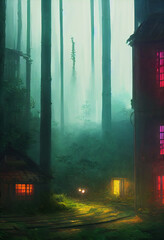 Fantasy Houses In a Lush Forest