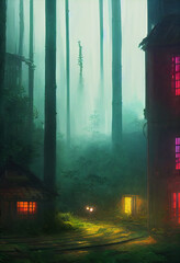 Fantasy Houses In a Lush Forest