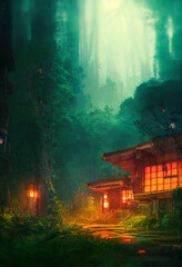 Fantasy Houses In a Lush Forest