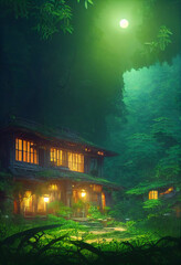 Fantasy Houses In a Lush Forest