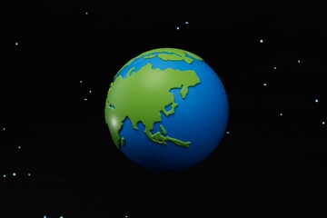 planet Earth in outer space among the stars. 3D render