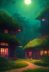 Fantasy Houses In a Lush Forest