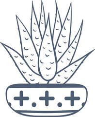 Hand drawn succulent in flowerpot illustration