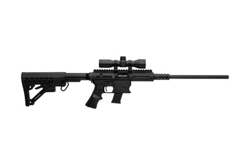Modern automatic rifle isolated on black background. Weapons for police, special forces and the...