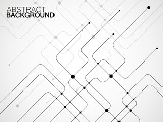 Abstract geometric background of engineering drawing. Technological wallpaper made with circles and lines. Geometric design