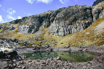 The Cheserys lakes in the Massif des Aiguilles Rouges, Chamonix Mont Blanc, France