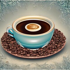 3D Illustration of Cup of Delicious morning Coffee  ritual
