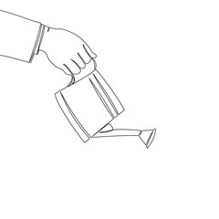 Continuous line drawing hand holding watering can icon vector illustration concept © tiverets