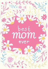 cute colorful mother's day card design vector