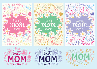 cute colorful mother's day card design vector