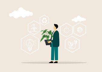 ESG icon vector illustration concept for the environment, society, and governance. ESG in sustainable business on networked connections.