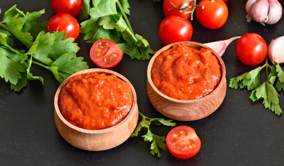 Homemade tomato sauce in bowl