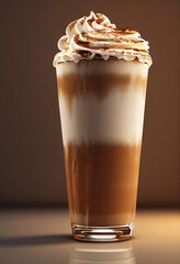 3d illustration pumpkin spice latte in tall glass cup