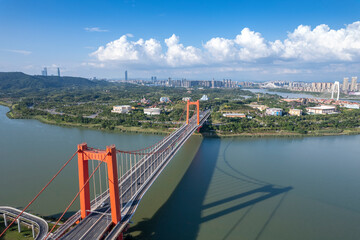 Nanning  city  skyline buildings in Guangxi china 
