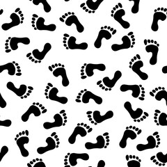 Footsteps pattern. seamless background with prints of human footsteps. Vector template