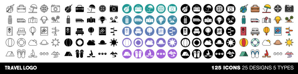 Travel icons set collection graphic design