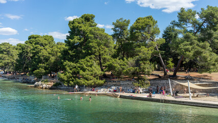 People enjoying their summer vacation in Porec, Croatia