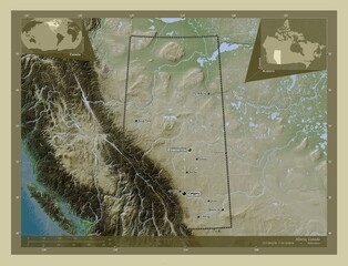 Alberta, Canada. Wiki. Labelled points of cities