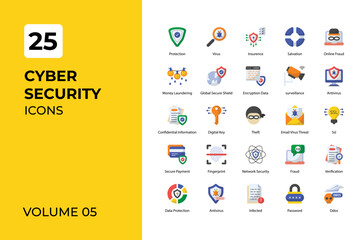 Cyber security icons collection.