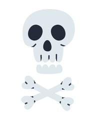 Skull with bones on a white background. Flat vector illustration. Eps10