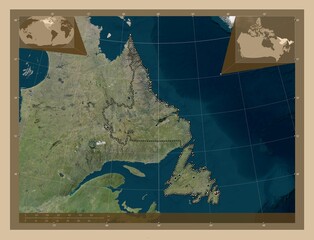 Newfoundland and Labrador, Canada. Low-res satellite. Major cities