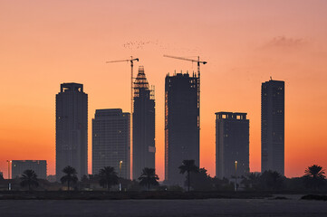 sunset over the city in Dubai