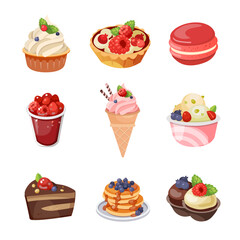 Dessert Food Flat Illustration Elements