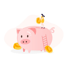 Fototapeta premium Financial Management Theme Minimalist Flat Illustration Elements
