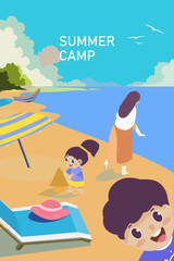 Fresh Summer Camp School Illustration