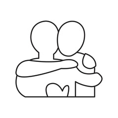 Hug person line icon symbol sign vector hugging