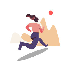 Running Sports Woman Character Flat Minimalist Illustration
