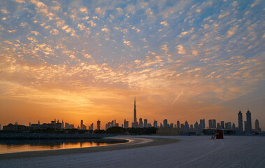 sunrise over the Dubai skyline