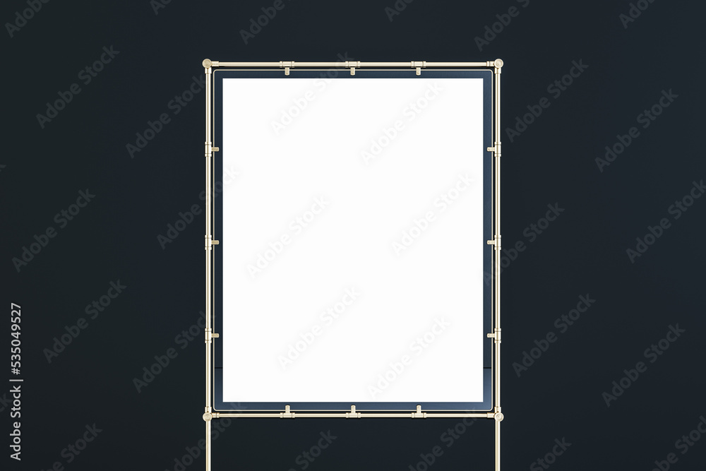 Poster advertising concept with blank white presentation whiteboard with place for your logo or text in lig