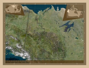 Yukon, Canada. Low-res satellite. Major cities