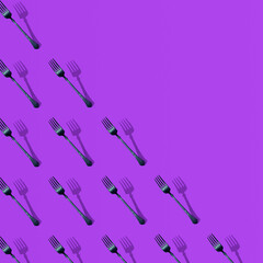 Black forks, vintage style creative pattern, Halloween party inspired.