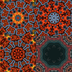 Set of decorative Floral Ornament. Seamless Pattern. Vector Illustration. Tribal Ethnic Arabic, Indian, Motif. For Interior Design, Wallpaper