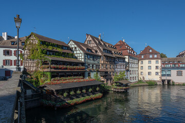 Petite France with half timbered houses and facades in Strasbourg, France