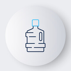 Line Big bottle with clean water icon isolated on white background. Plastic container for the cooler. Colorful outline concept. Vector