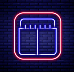 Glowing neon line Sport mechanical scoreboard and result display icon isolated on brick wall background. Colorful outline concept. Vector