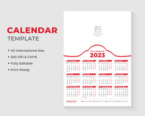 Wall Calendar Design Template, Calendar 2023