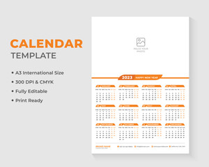Wall Calendar Design Template, Calendar 2023