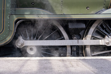 steam train wheels close up 