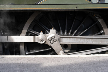 steam train wheels close up 