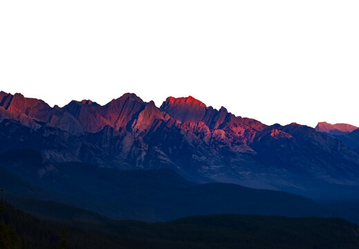 Isolated Colorful Rocky Mountains At Sunset
