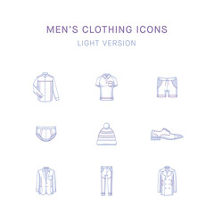 Men's clothing stroke icon set. Vector illustration EPS10